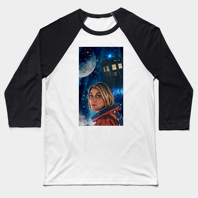 13th doctor/orange space suite Baseball T-Shirt by AlisiaArt